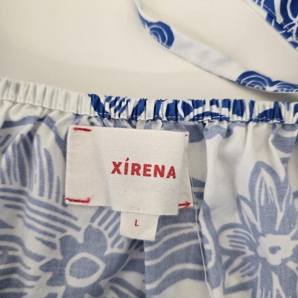 Xirena Nissa Mini Dress Puff Sleeves Santorini Print Size L Euro Summer Coastal - Picture 13 of 16